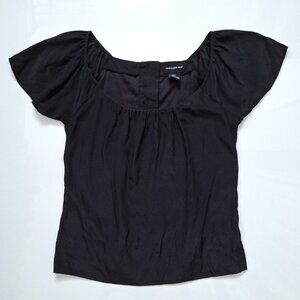 Central Park West Black Silk Short Sleeve Top